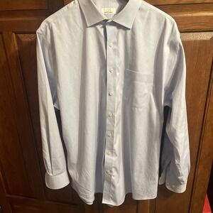 Dress Shirt Button Up 100% Cotton Cooper & Stewart Blue 17 34/35 Regular